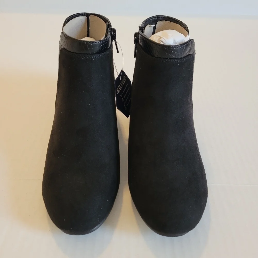 Croft & Barrow Ocelot Black Ankle Boots Booties Sz 6.5